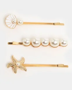 Outlet Dunnes Stores Shell Hair Clips - Pack Of 3