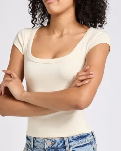 Fashion Dunnes Stores Short Sleeve Ribbed Scoop Neck Crop T-Shirt