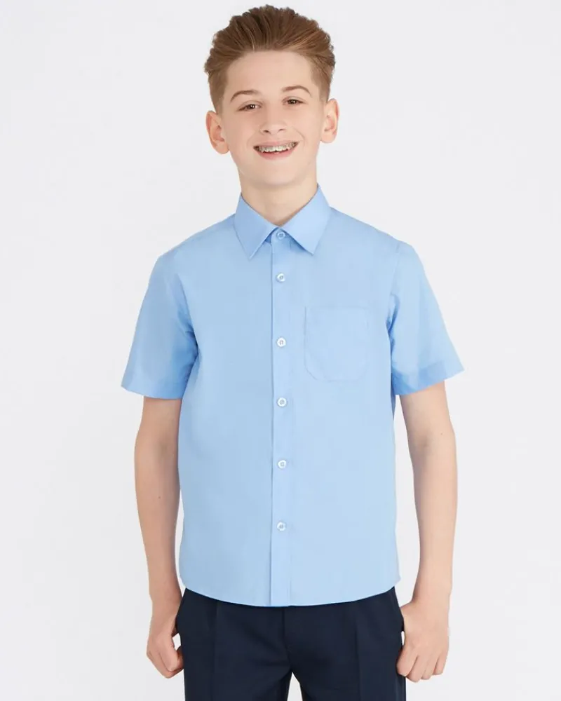Fashion Dunnes Stores Short-Sleeved Non Iron Shirt - Pack of 3 - (4-16 Years)