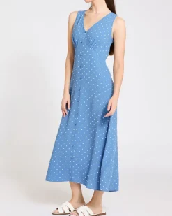 Outlet Dunnes Stores Sleeveless Viscose Polka Dot Midi Dress