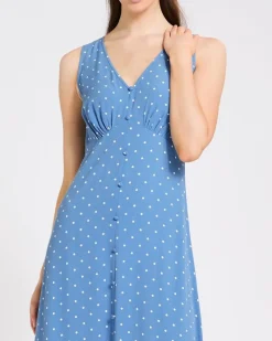 Outlet Dunnes Stores Sleeveless Viscose Polka Dot Midi Dress