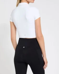 New Dunnes Stores Soft Sculpt Crop Polo Top