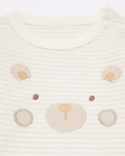 Online Dunnes Stores Stripe Bear Sleepsuit (Newborn-12 Months)