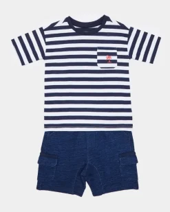 Clearance Dunnes Stores Striped T-Shirt And Cargo Shorts Set (6 Months-5 Years)