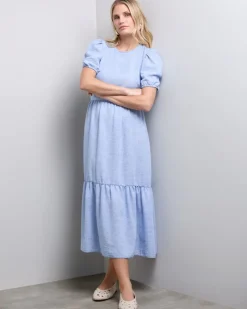 Hot Dunnes Stores Tiered Linen Look Midi Dress