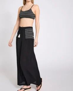 Best Dunnes Stores Viscose Crinkle Embroidered Palazzo Trousers