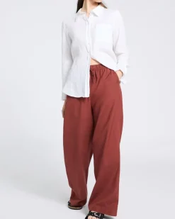Sale Dunnes Stores Wide Leg Linen Blend Trousers
